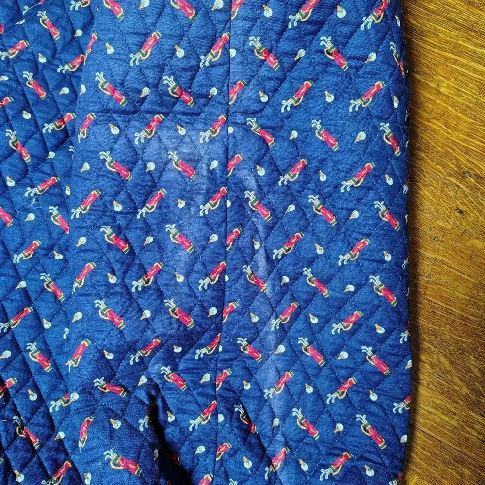 Vera Bradley VTG 1995 Quilted Navy Golf Pattern Sport Laundry Drawstring Bag